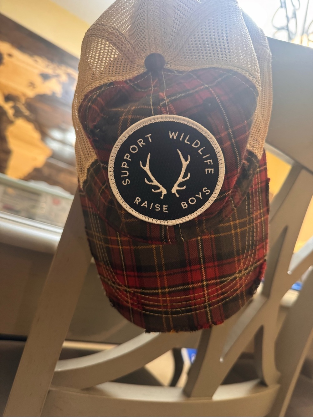 Judith March Plaid Trucker Hat with Wildlife Patch - Boy Moms! EUC